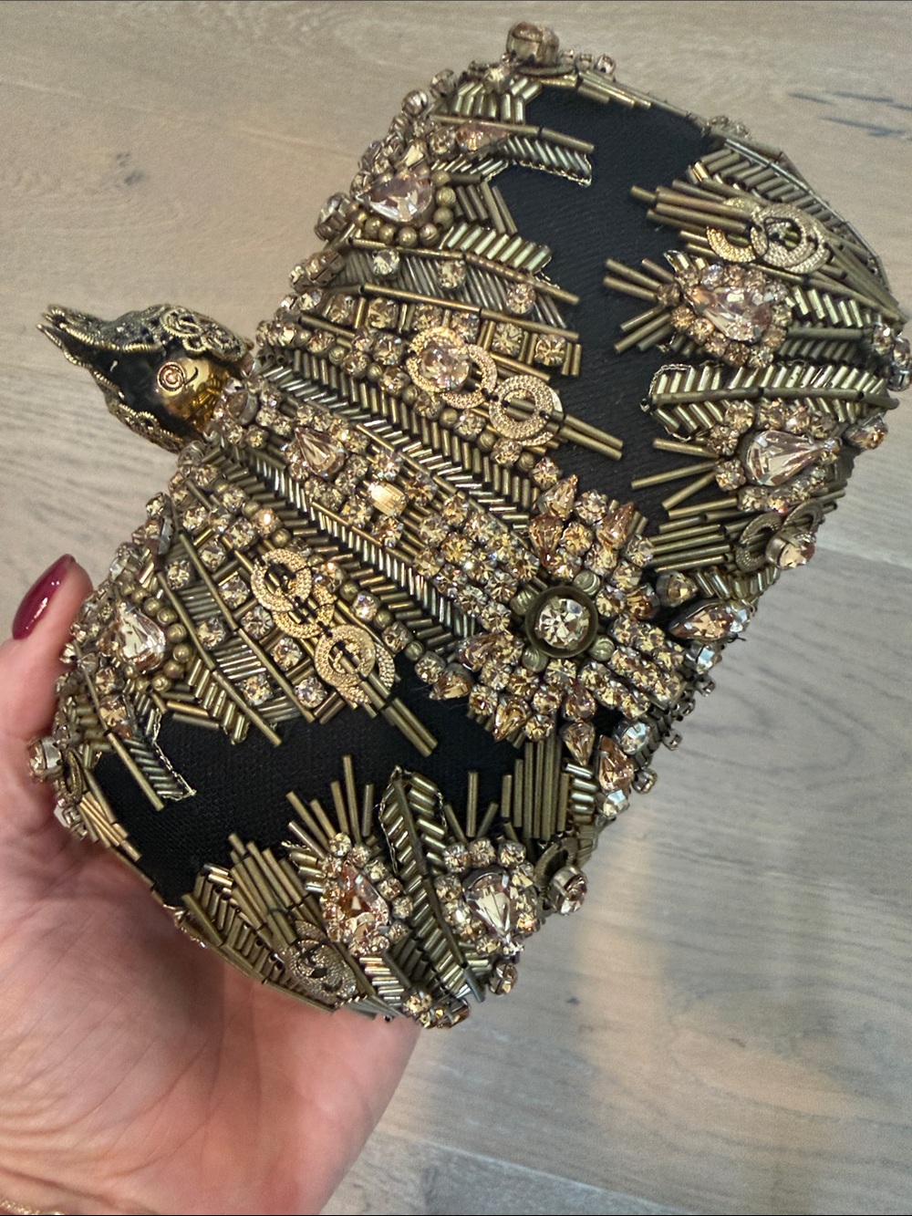 Alexander McQueen embellished Evening Clutch with Gold Skull Accent - Picture 9 of 11